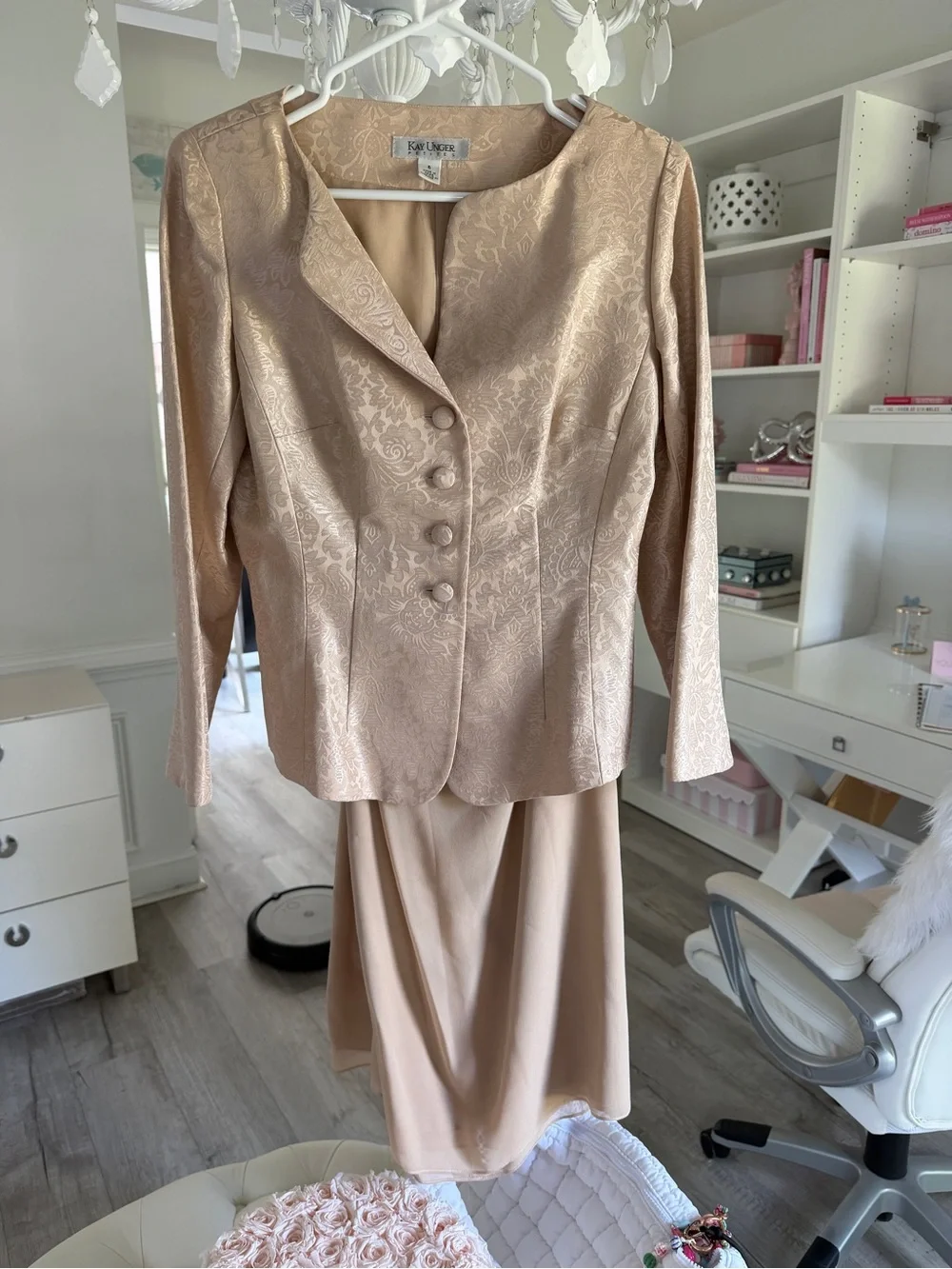 Kay Unger Champagne Paisley Brocade Blazer and skirt vintage silk